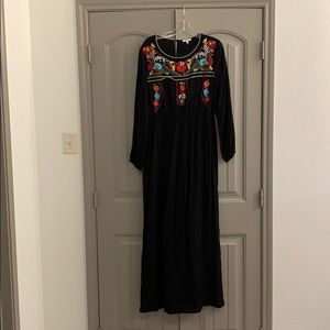 Black embroidered maxi dress